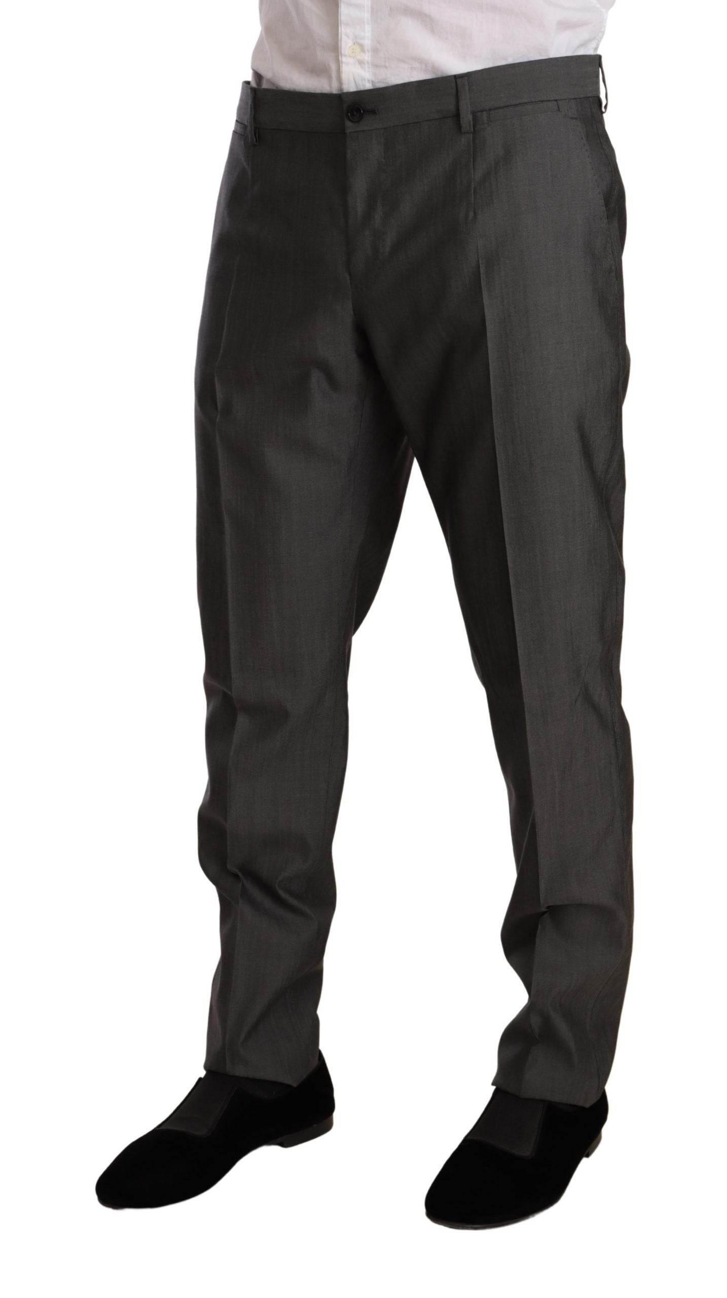 Dolce & Gabbana Gray Metallic MARTINI Slim Fit Set Suit - Hilstor