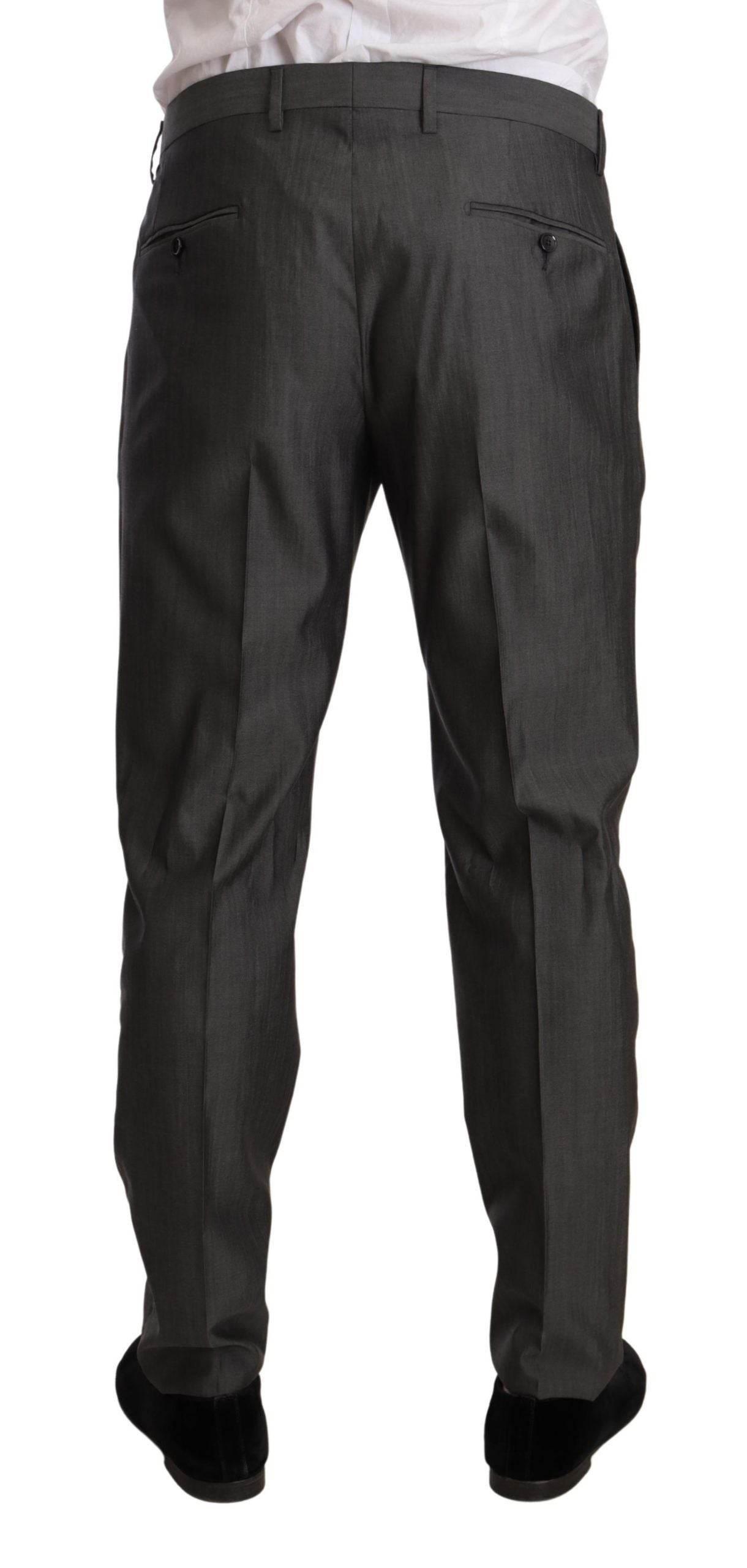 Dolce & Gabbana Gray Metallic MARTINI Slim Fit Set Suit - Hilstor