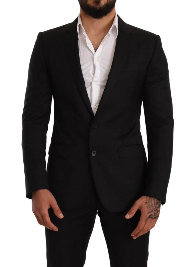 Dolce & Gabbana Black Check MARTINI SLIM FIT 2 Piece Suit - Hilstor