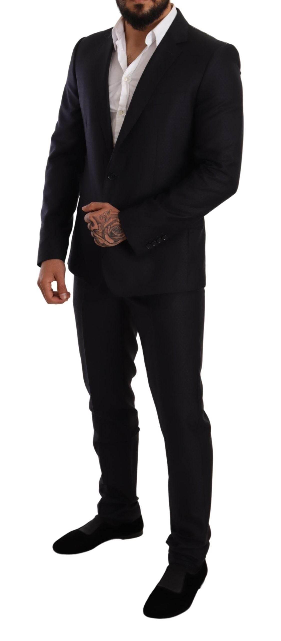 Dolce & Gabbana Blue Pattern MARTINI SLIM FIT 2 Piece Suit - Hilstor