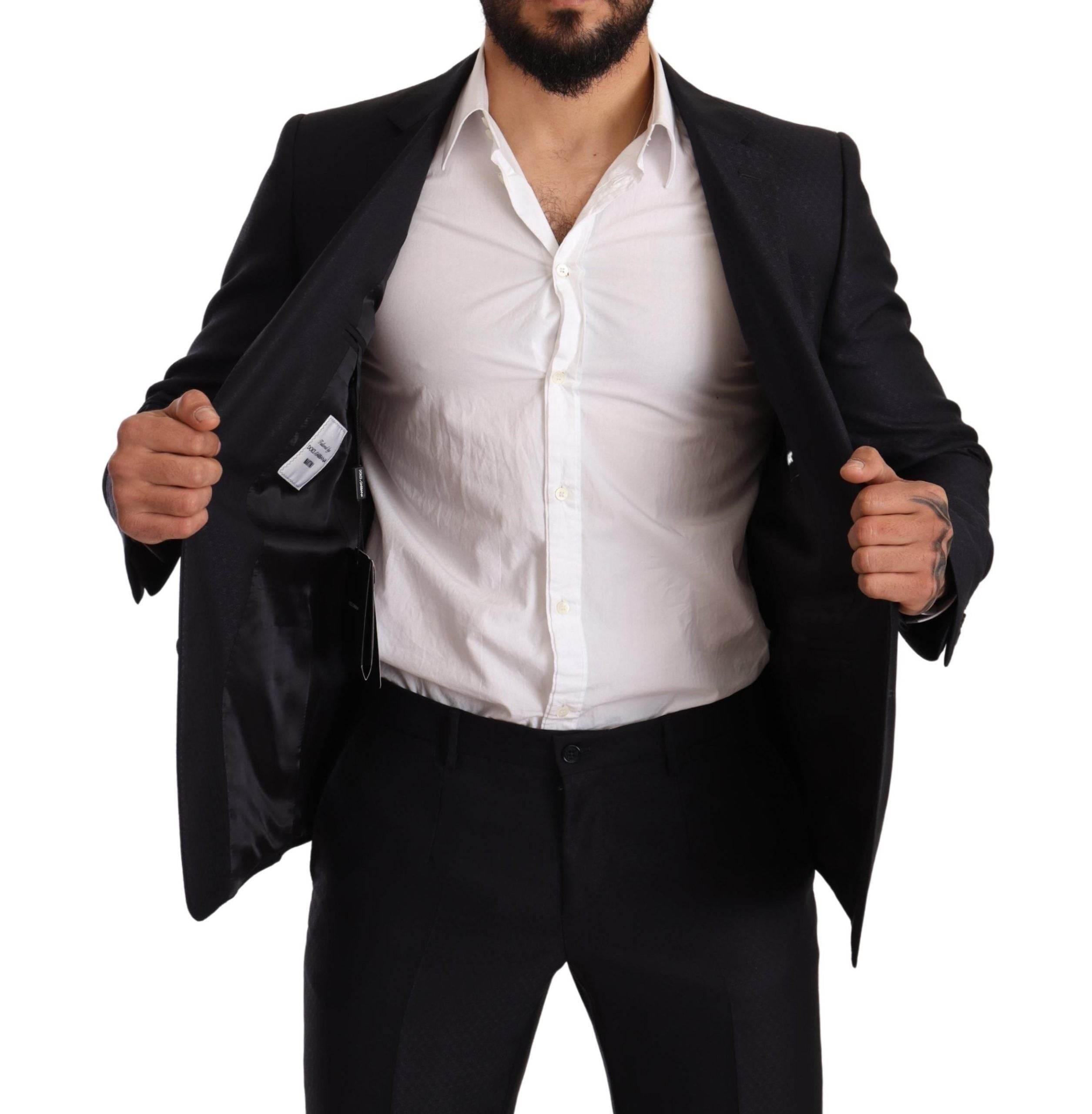 Dolce & Gabbana Blue Pattern MARTINI SLIM FIT 2 Piece Suit - Hilstor