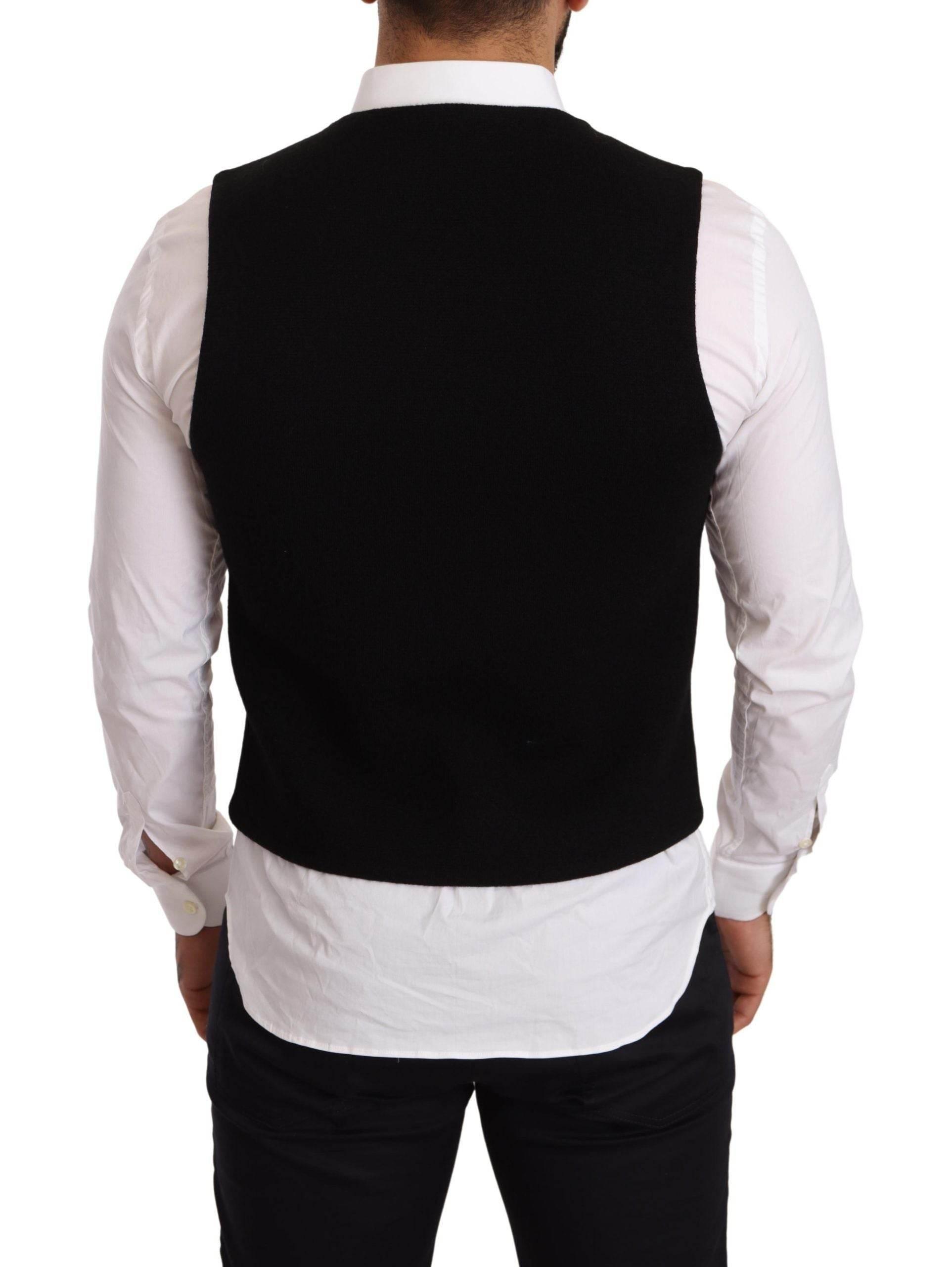Dolce & Gabbana Black Cotton Single Breasted Waistcoat - Hilstor