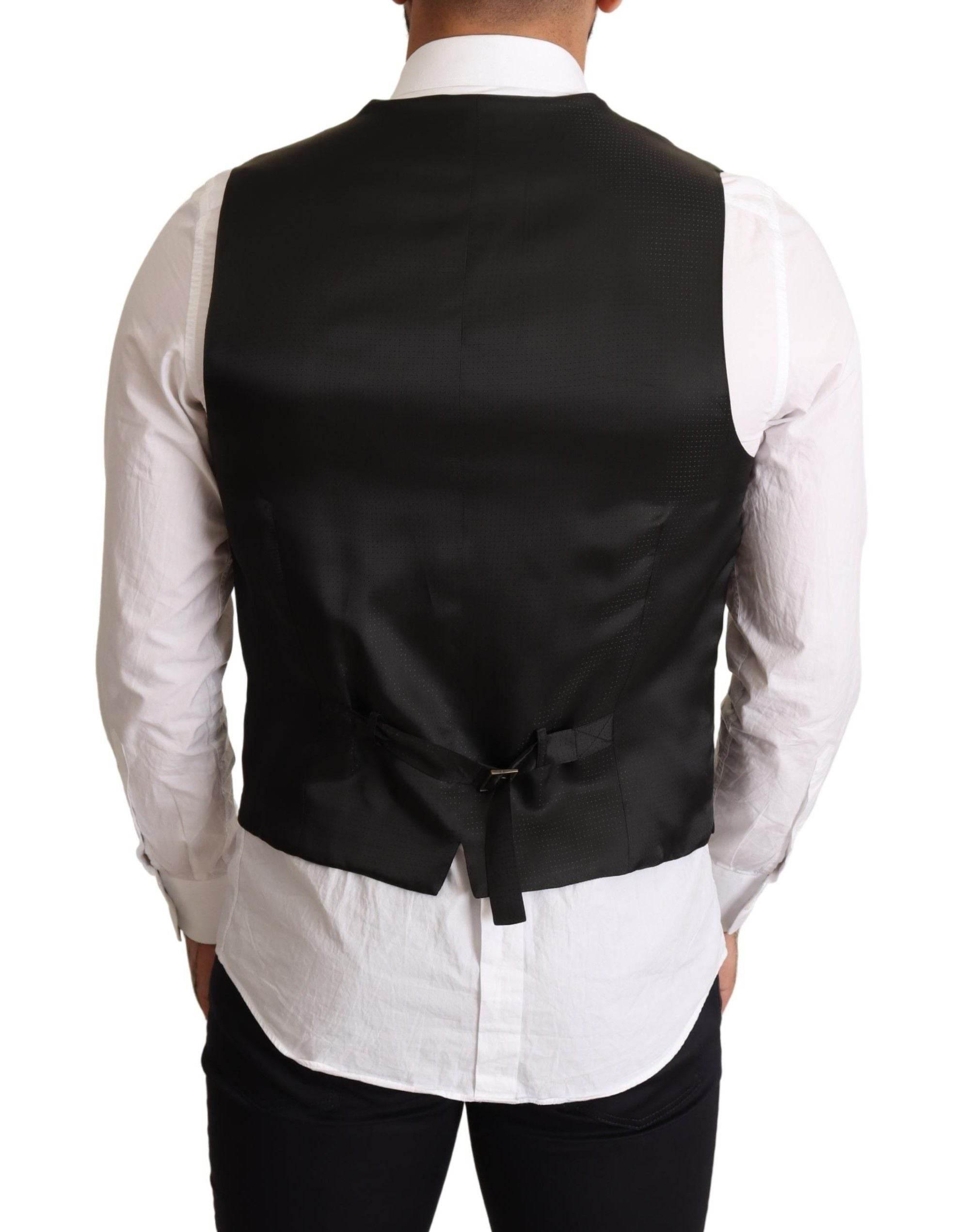 Dolce & Gabbana Black Wool Formal Waistcoat Dress - Hilstor