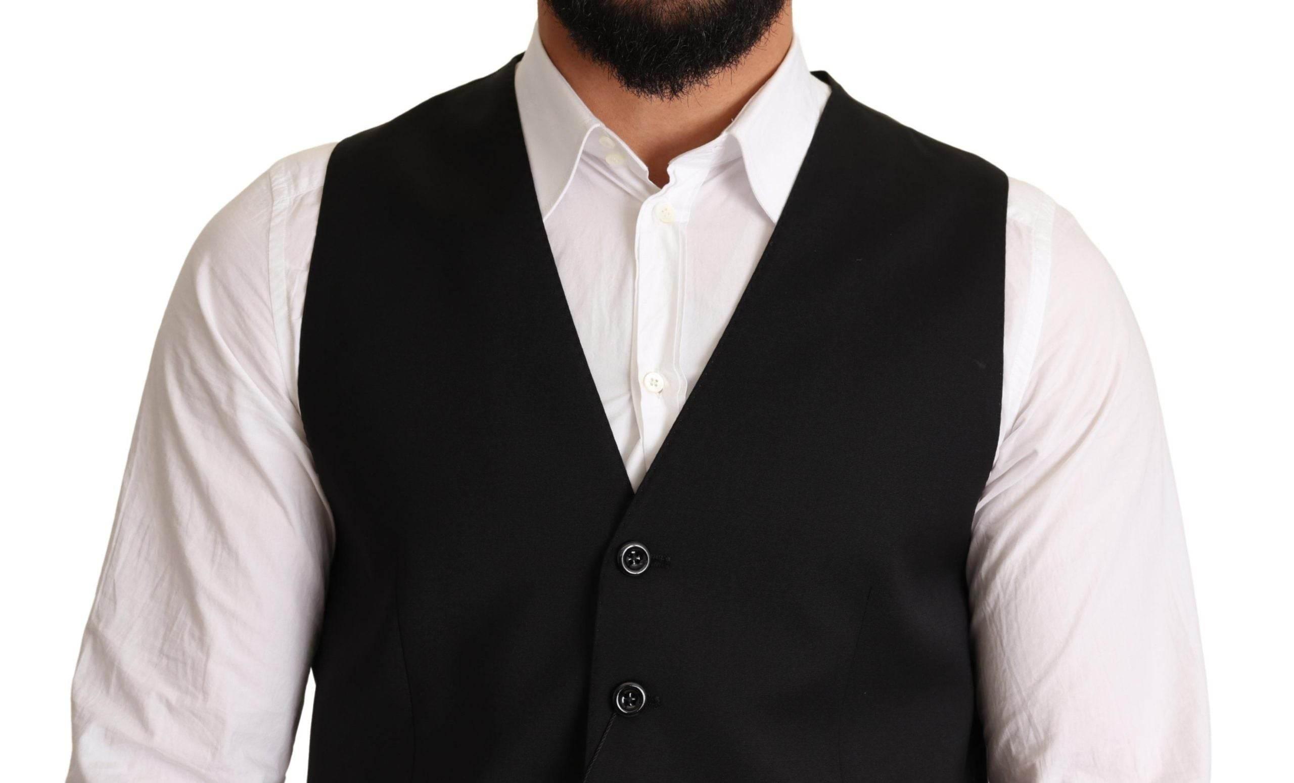 Dolce & Gabbana Black Wool Formal Waistcoat Dress - Hilstor