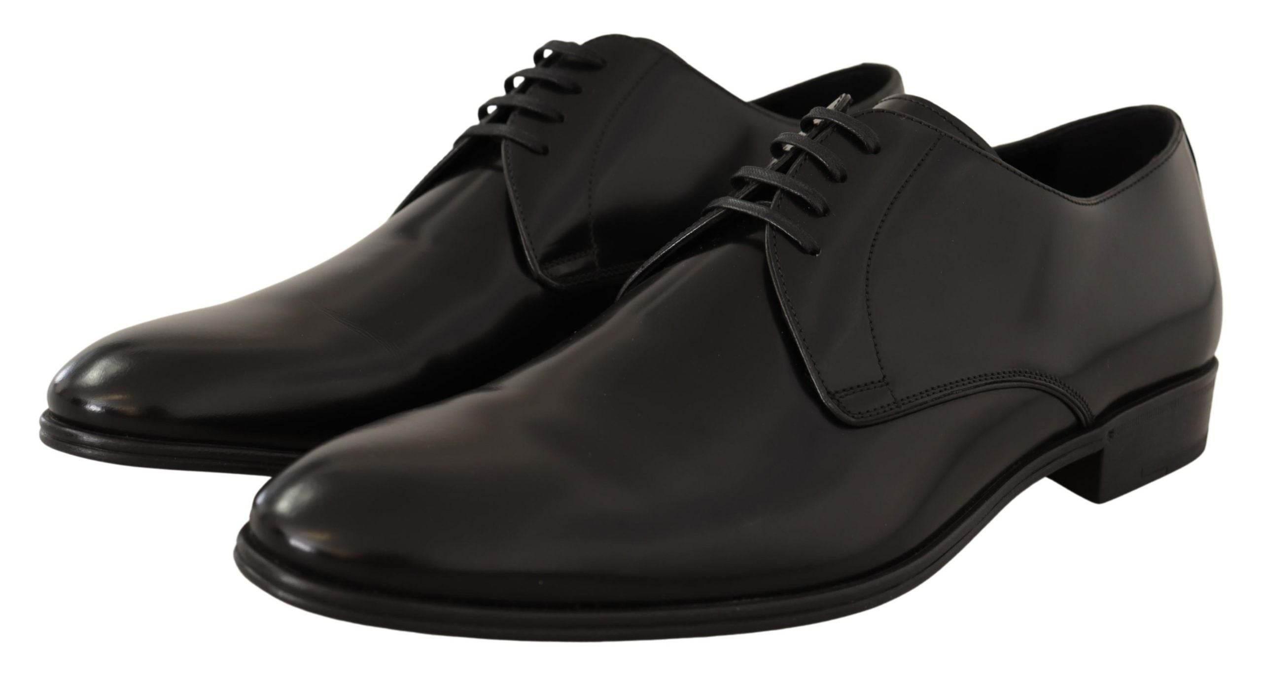 Dolce & Gabbana Elegant Black Leather Derby Shoes - Hilstor