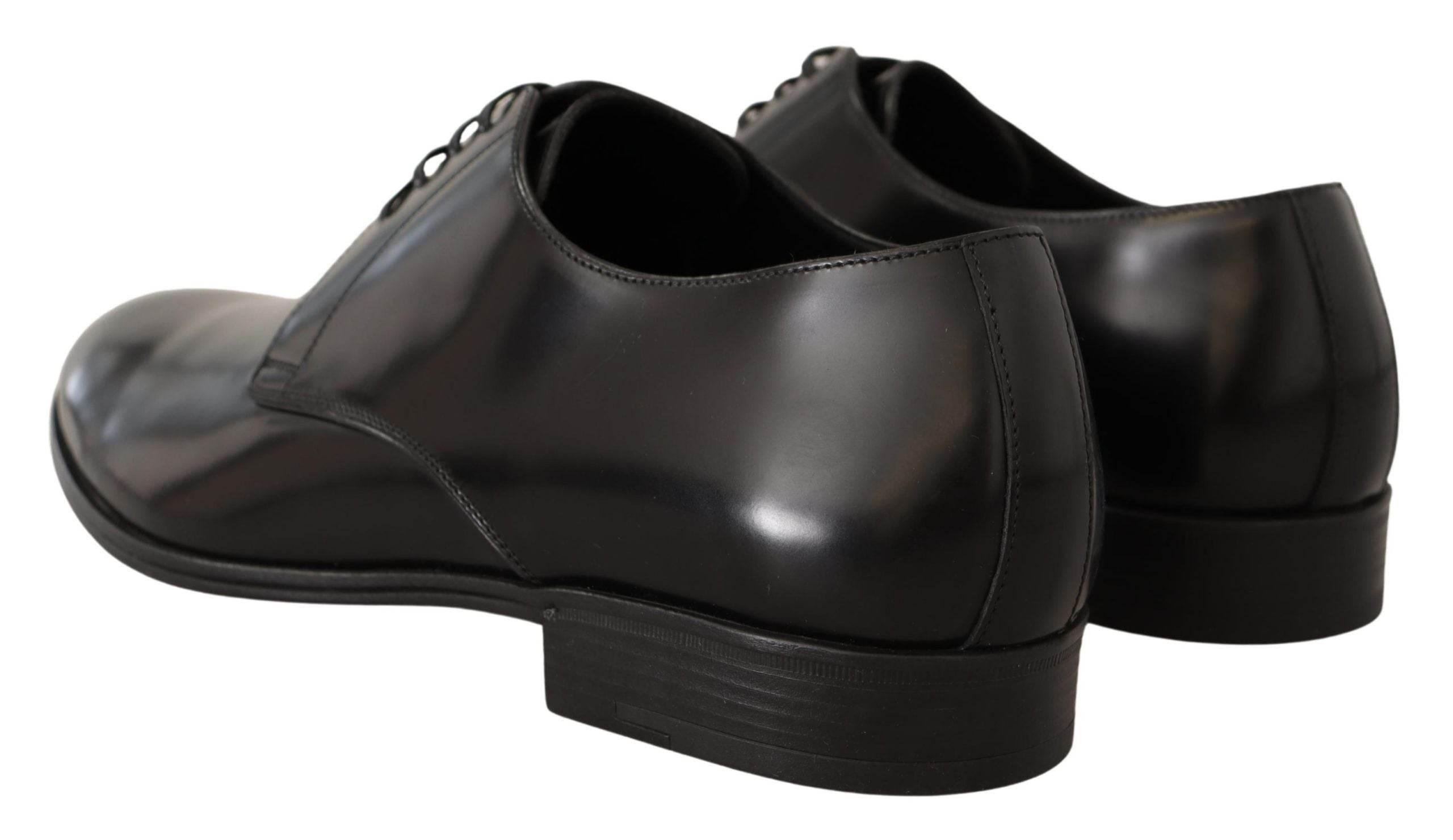 Dolce & Gabbana Elegant Black Leather Derby Shoes - Hilstor