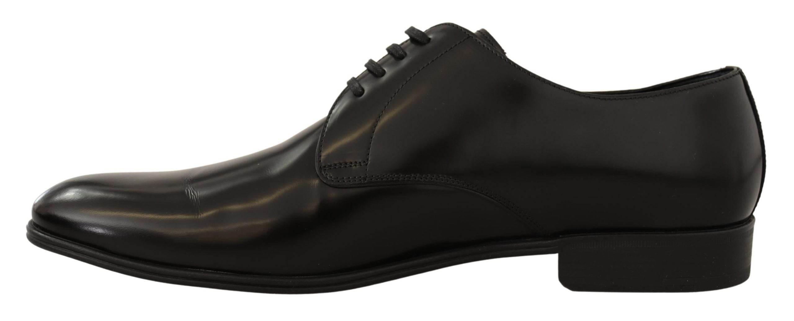 Dolce & Gabbana Elegant Black Leather Derby Shoes - Hilstor