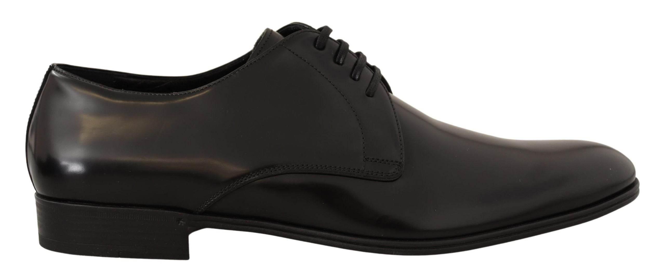 Dolce & Gabbana Elegant Black Leather Derby Shoes - Hilstor