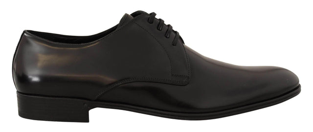 Dolce & Gabbana Elegant Black Leather Derby Shoes - Hilstor