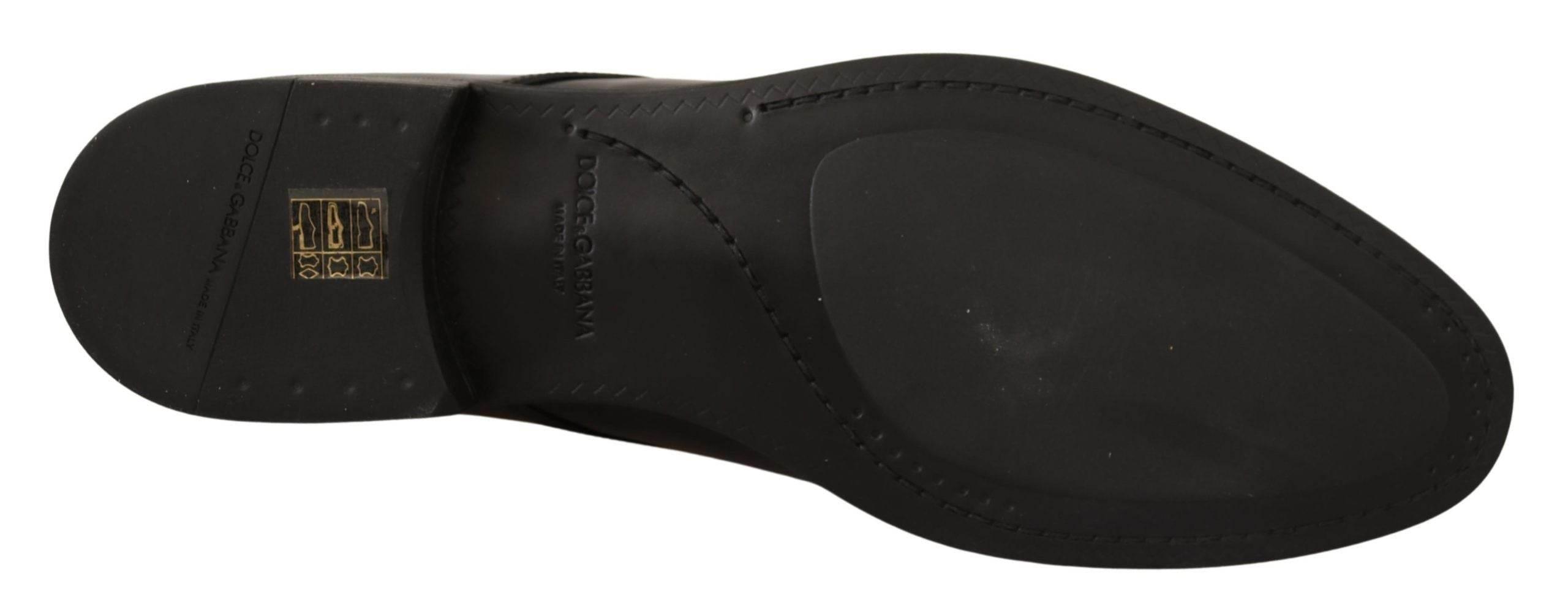 Dolce & Gabbana Elegant Black Leather Derby Shoes - Hilstor