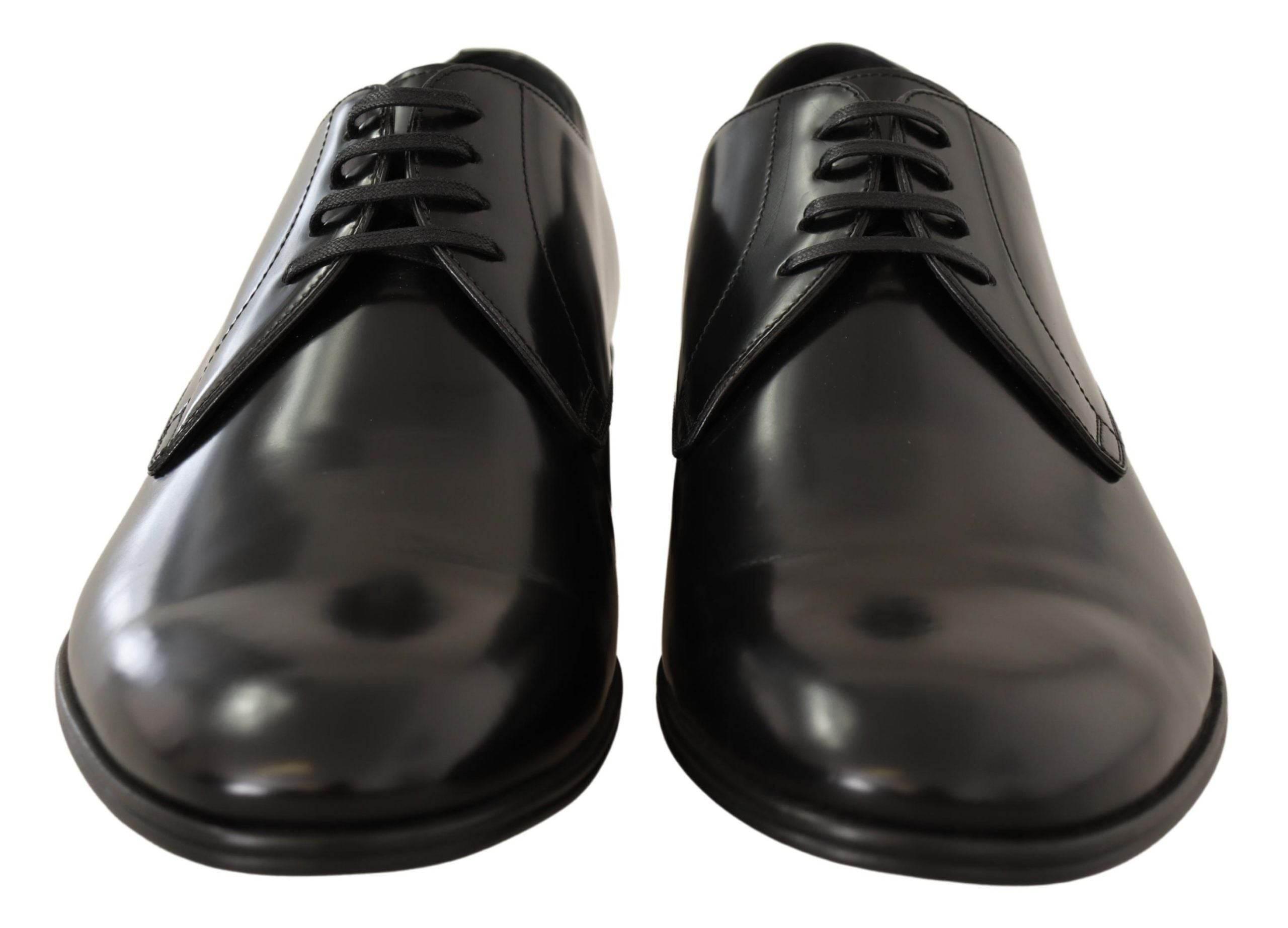 Dolce & Gabbana Elegant Black Leather Derby Shoes - Hilstor