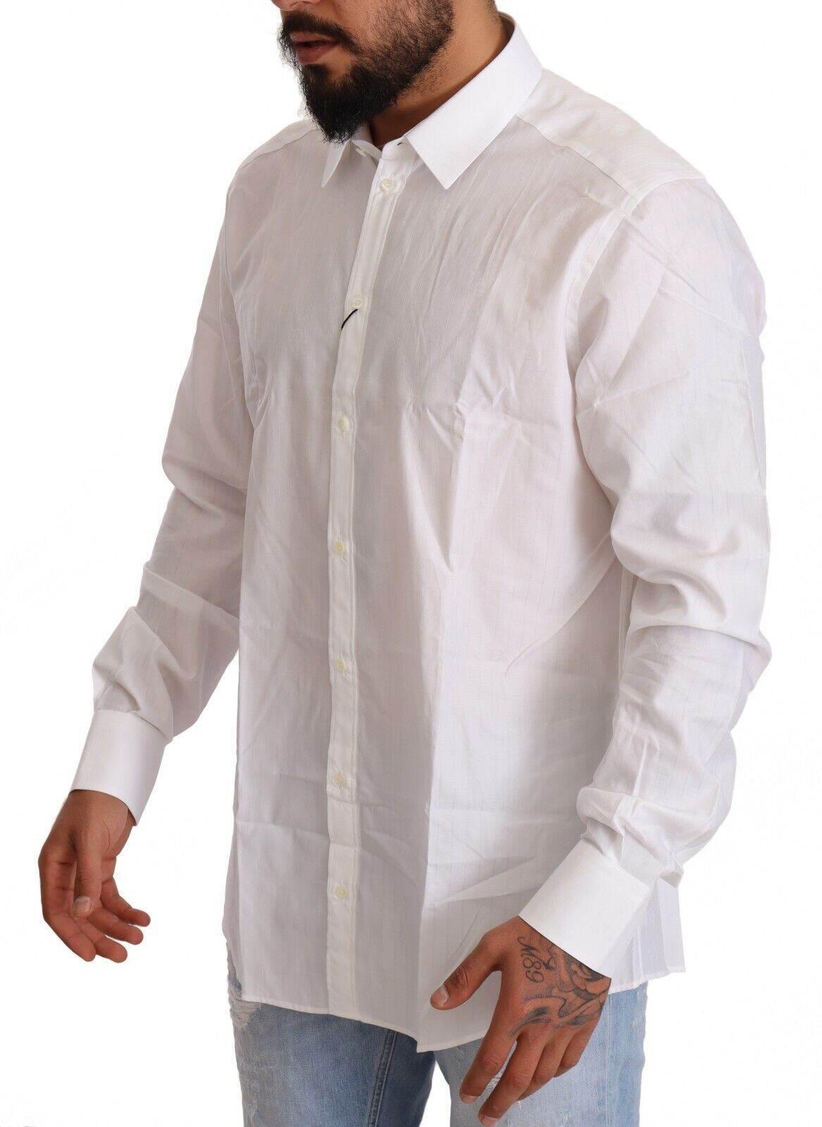 Dolce & Gabbana White Cotton Martini Fit Shirt - Hilstor