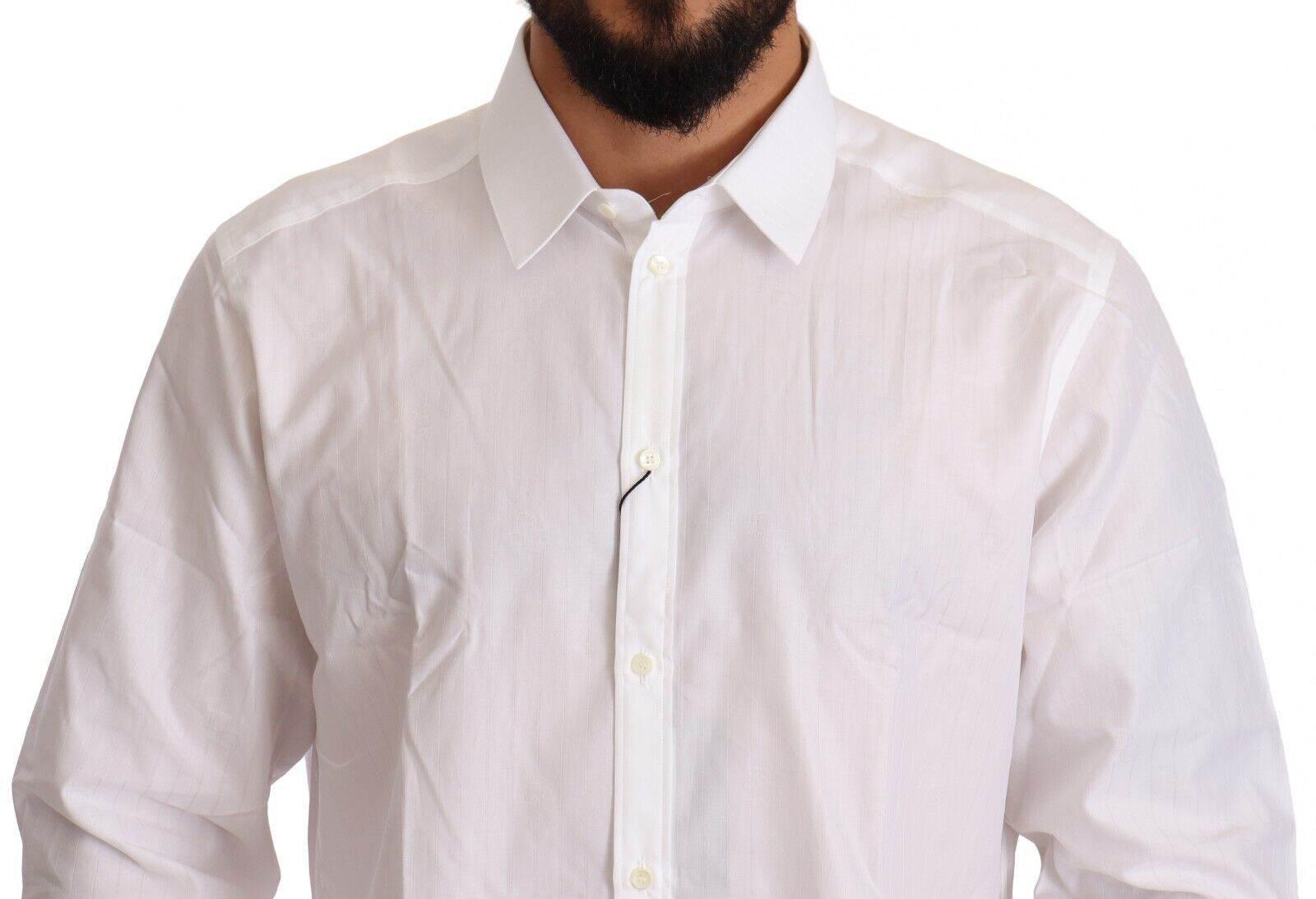 Dolce & Gabbana White Cotton Martini Fit Shirt - Hilstor