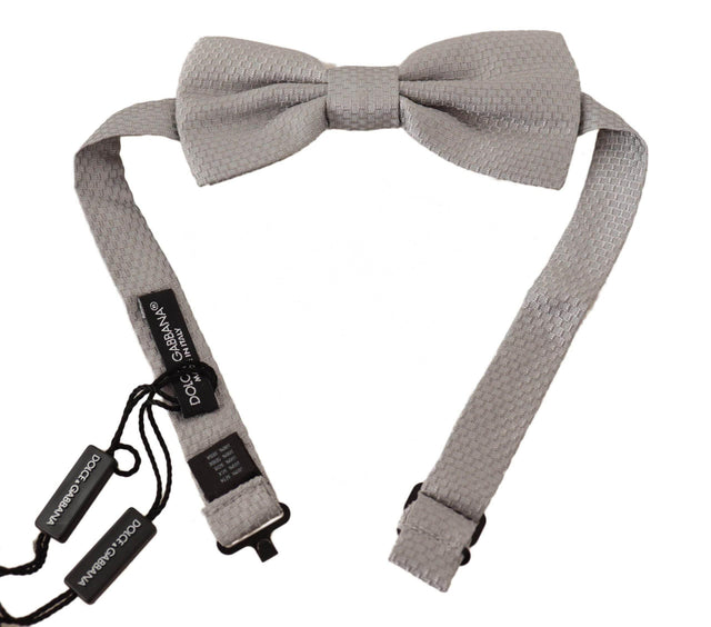 Dolce & Gabbana Elegant Silver Silk Bow Tie - Hilstor