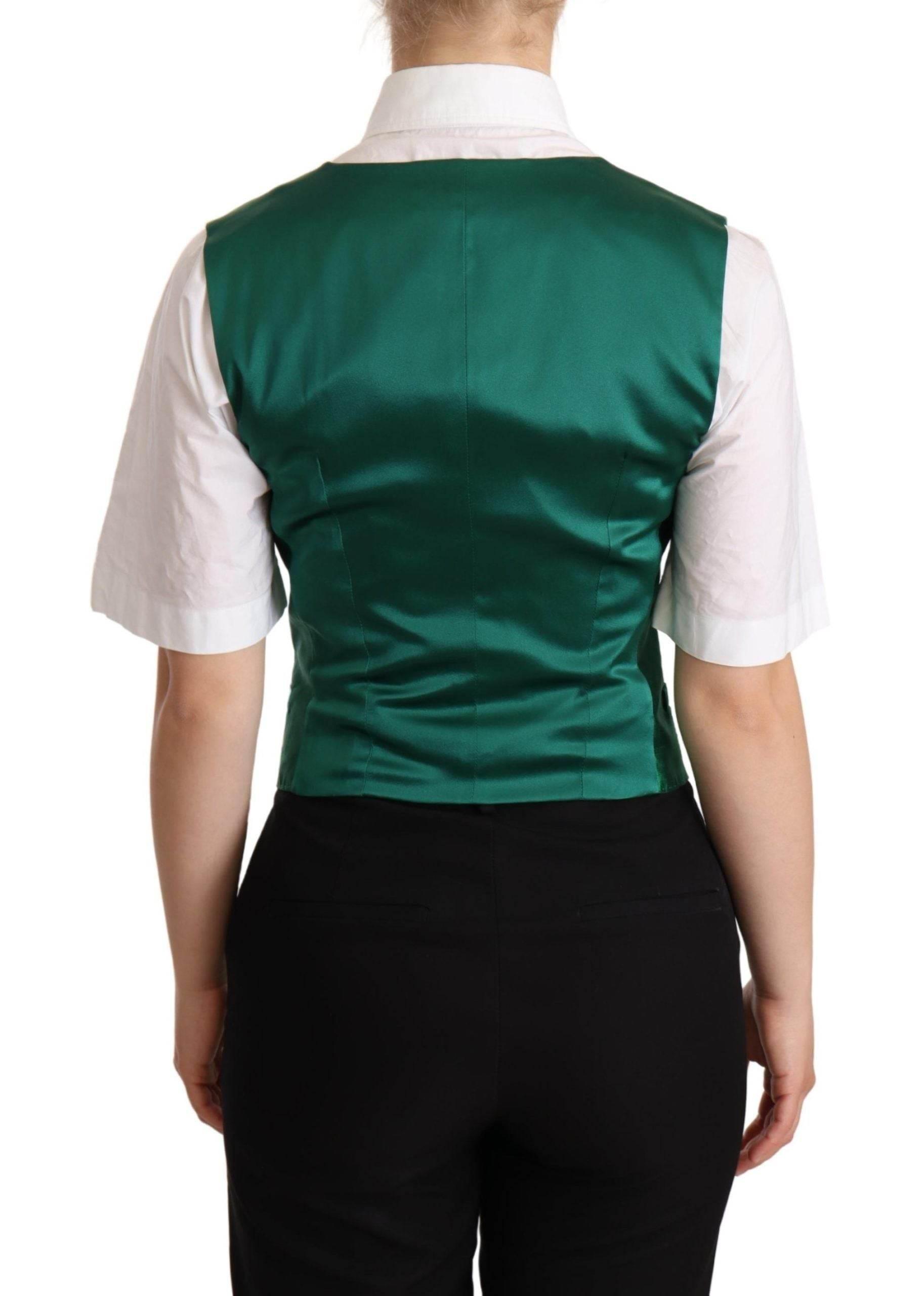 Dolce & Gabbana Elegant Green Silk Blend Waistcoat - Hilstor