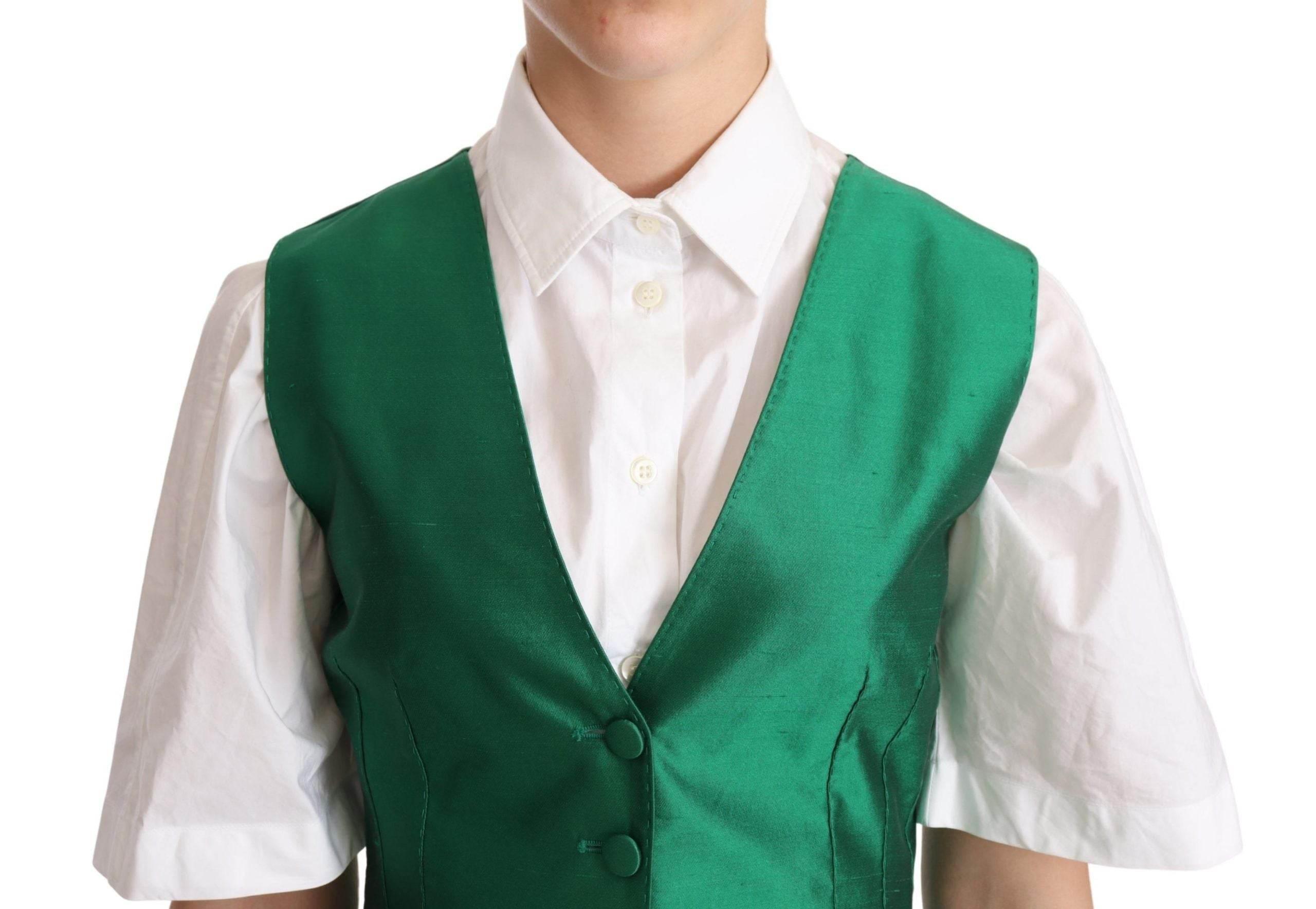 Dolce & Gabbana Elegant Green Silk Blend Waistcoat - Hilstor