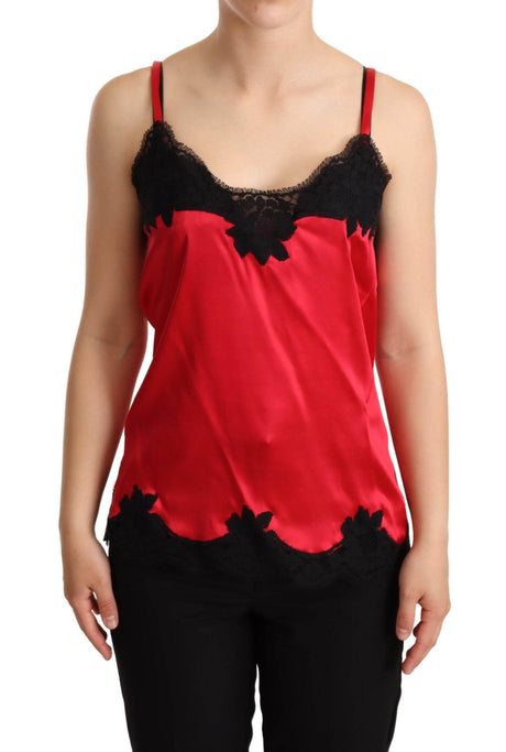 Dolce & Gabbana Enchanting Red Silk Blend Lace Camisole - Hilstor