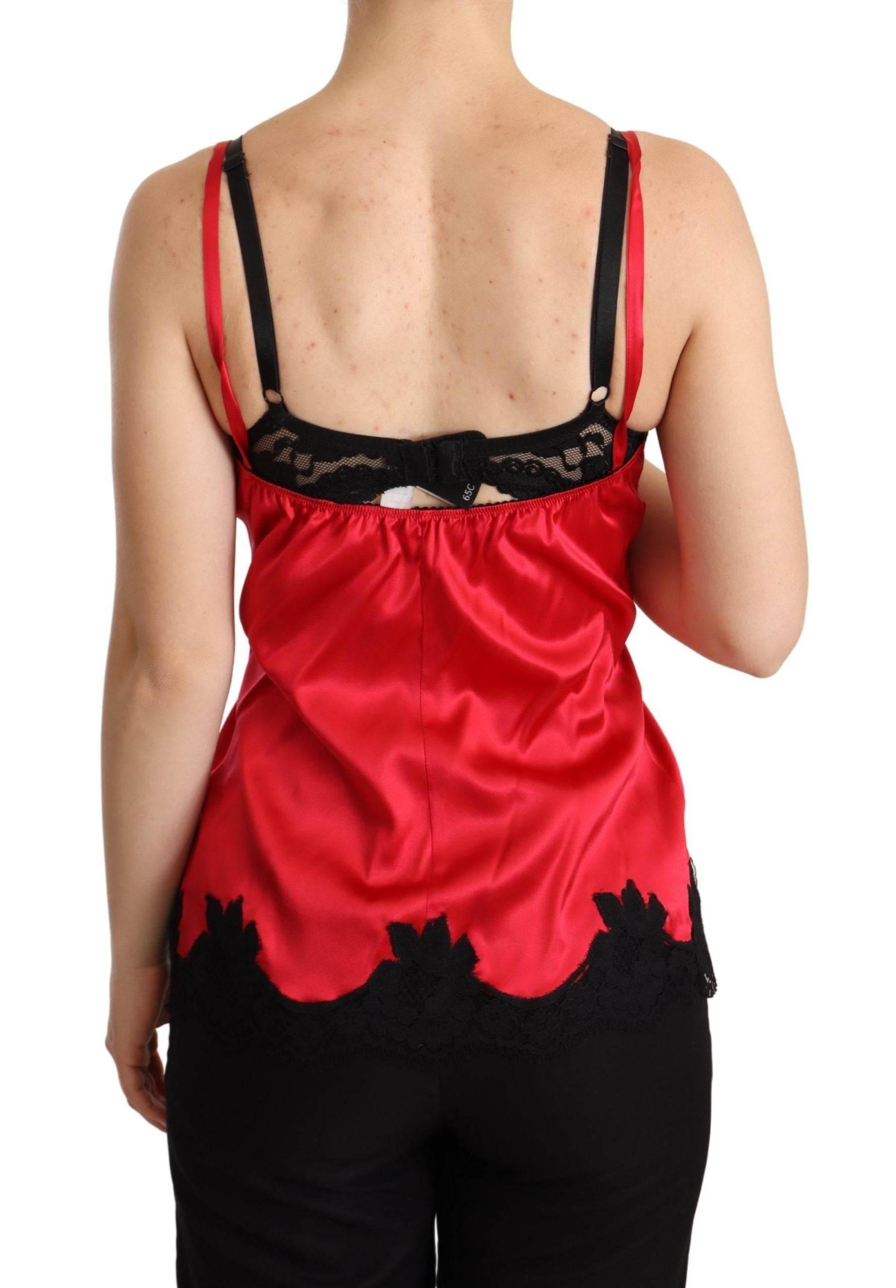Dolce & Gabbana Enchanting Red Silk Blend Lace Camisole - Hilstor
