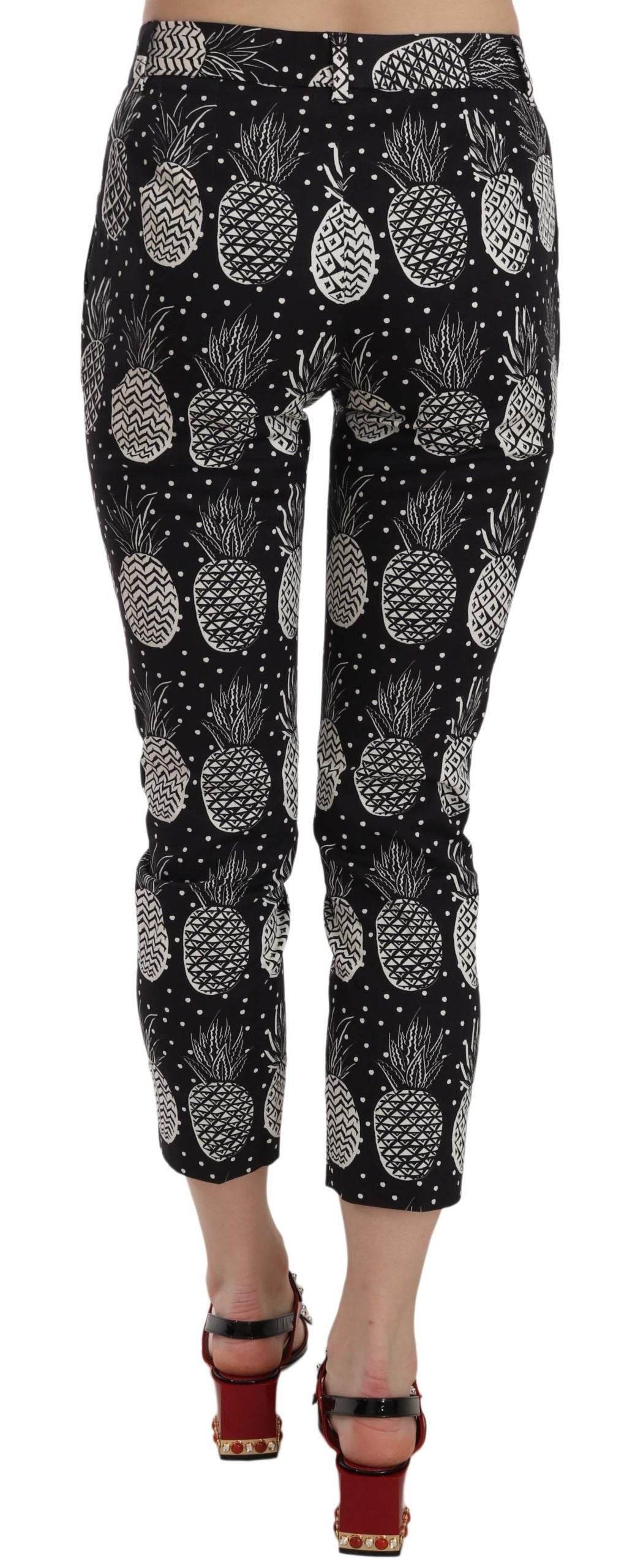 Dolce & Gabbana Black Pineapple Print Skinny Capri Pants - Hilstor