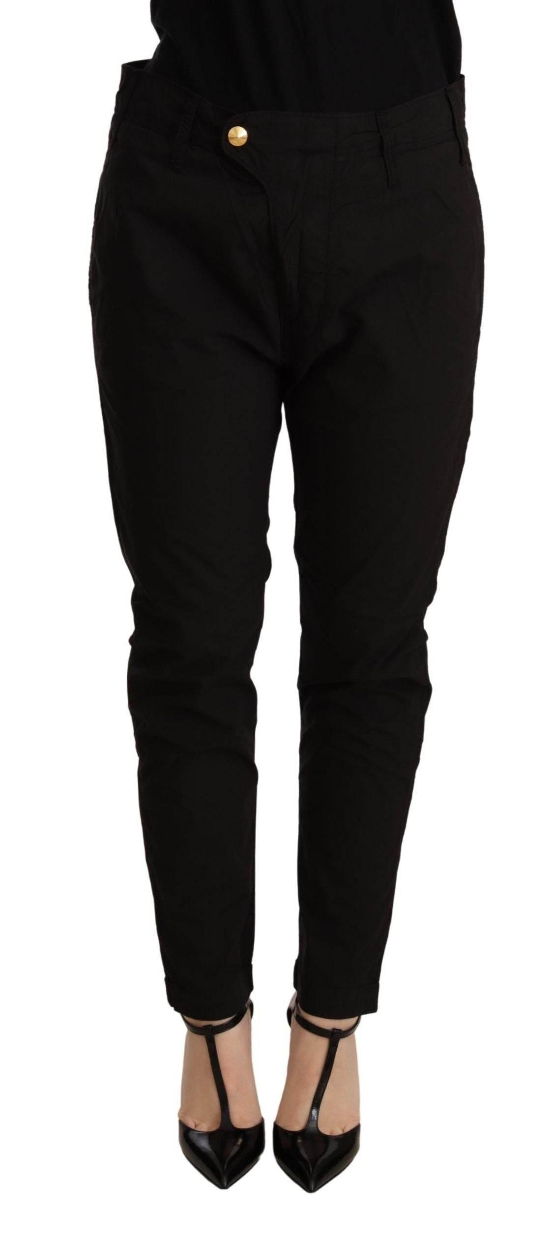 CYCLE Black Mid Waist BAGGY Fit Skinny Trouser - Hilstor