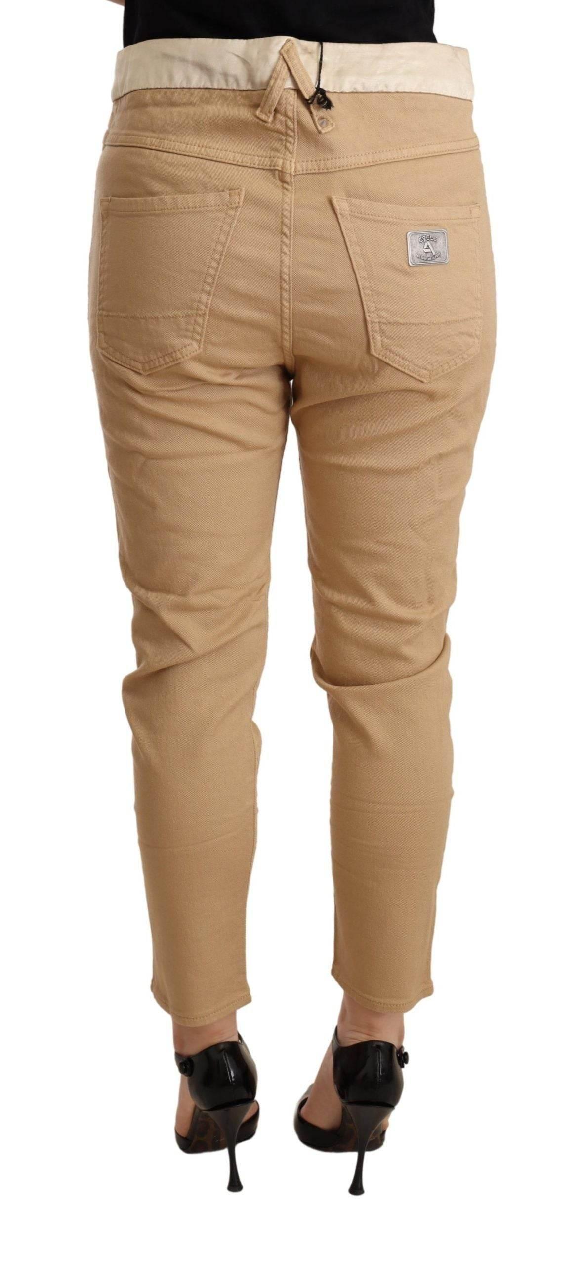 CYCLE Beige Mid Waist Slim Fit Skinny Stretch Trouser - Hilstor