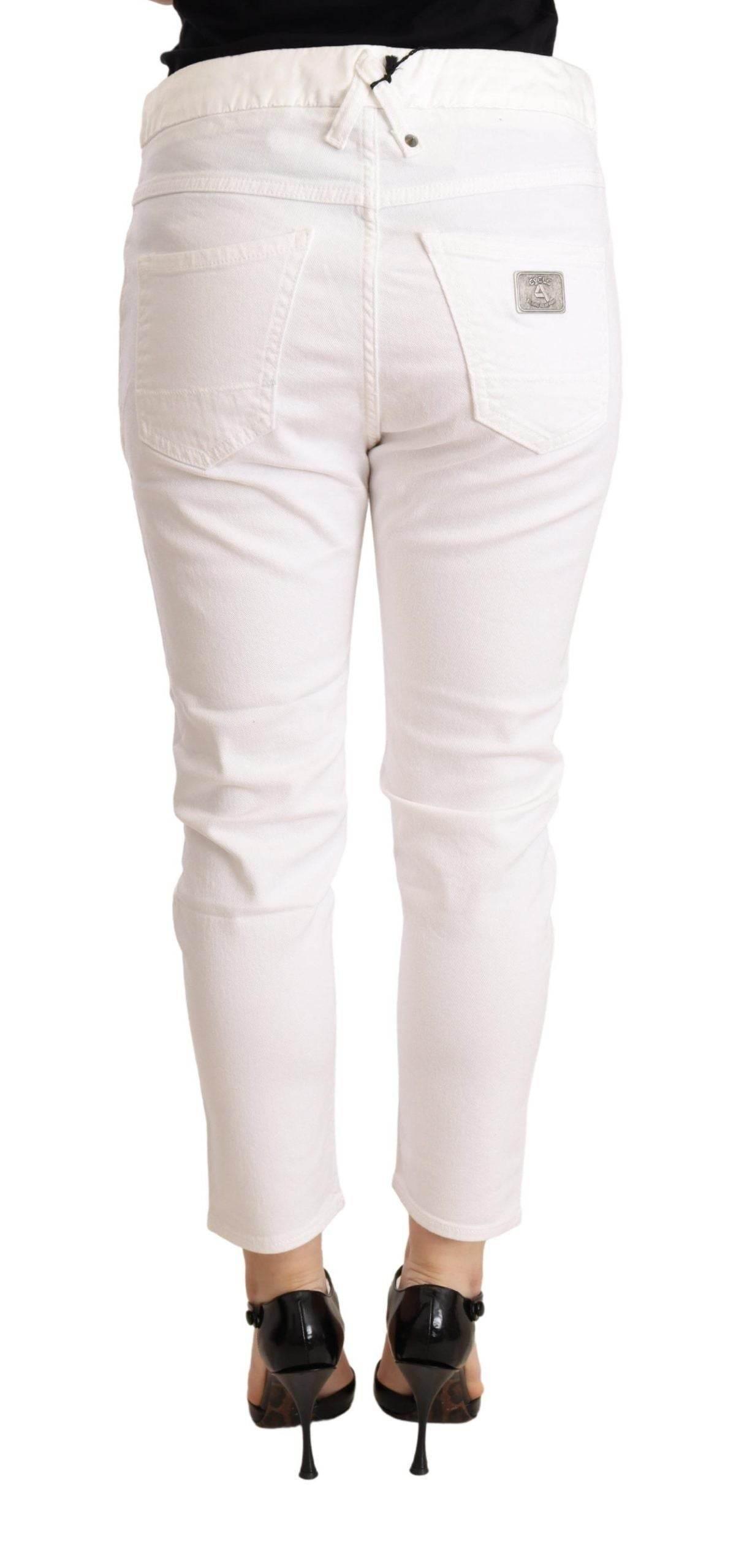 CYCLE White Mid Waist Slim Fit Skinny Cotton Stretch Trouser - Hilstor