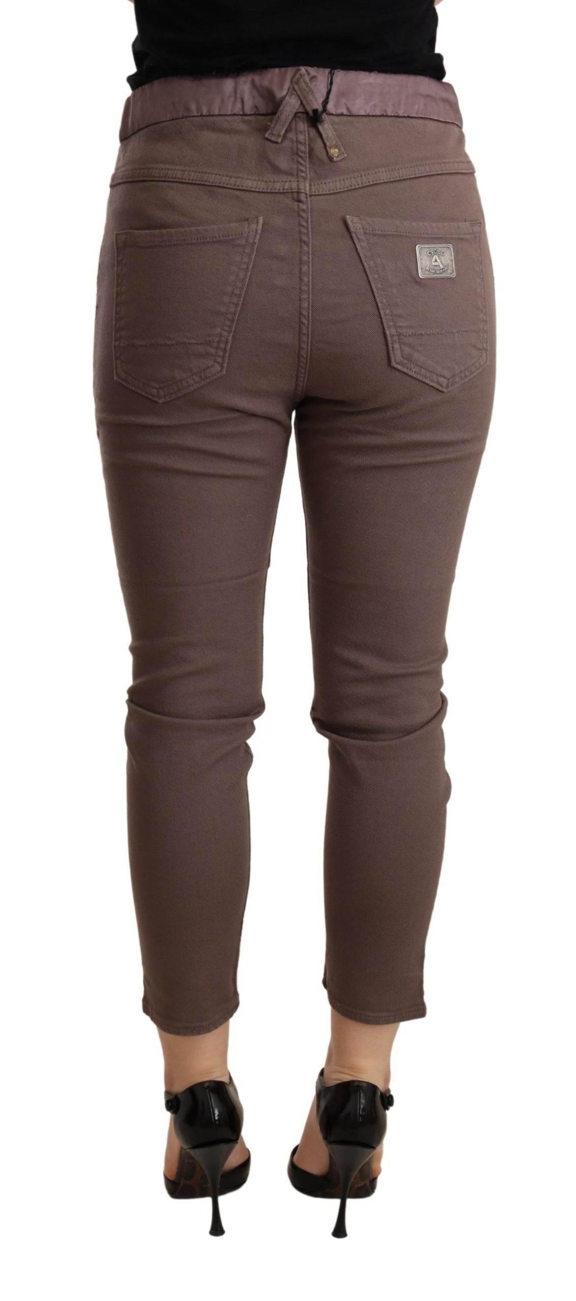 CYCLE Brown Mid Waist Cropped Skinny Stretch Trouser - Hilstor