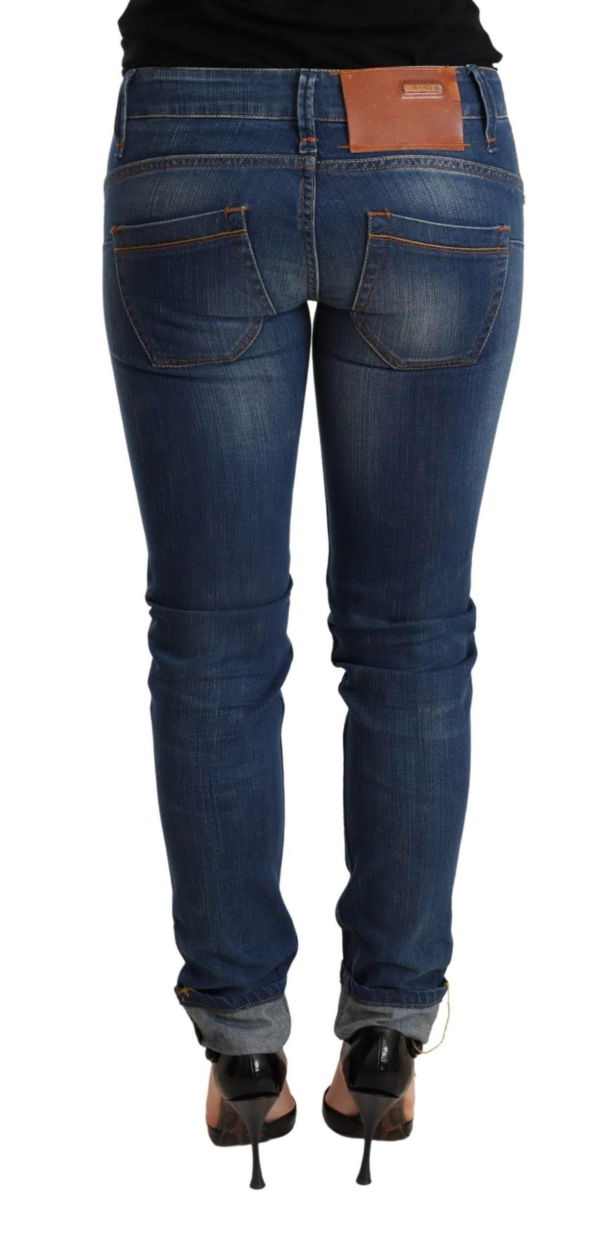 Acht Blue Washed Low Waist Skinny Denim Jeans Pant - Hilstor