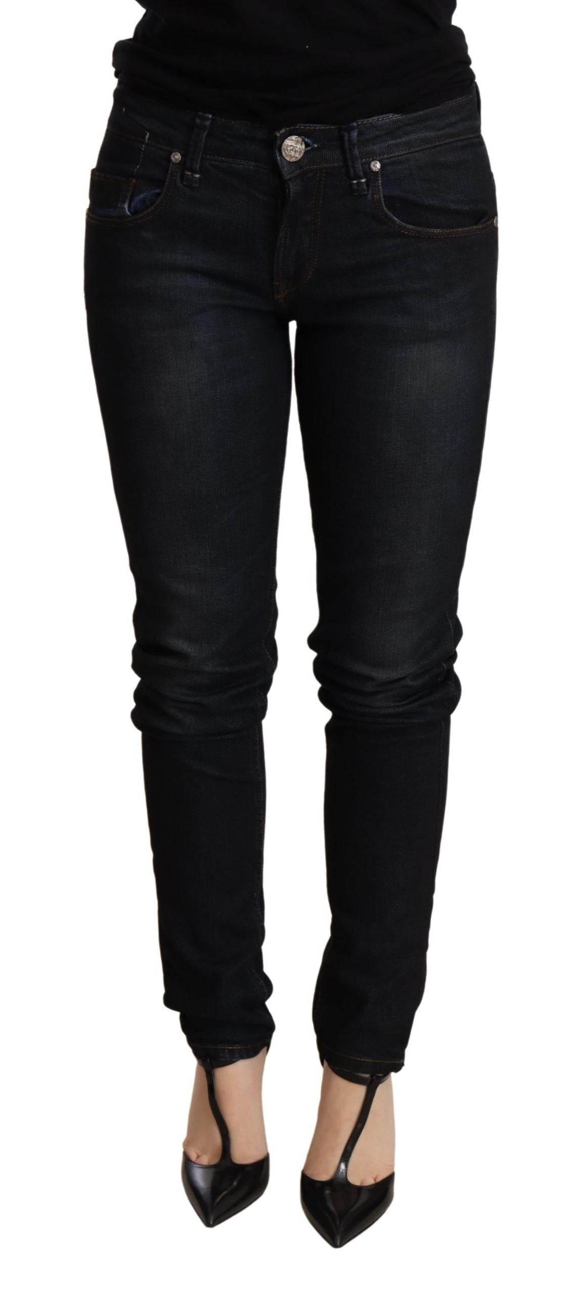 Acht Blue Washed Low Waist Skinny Denim Trouser - Hilstor