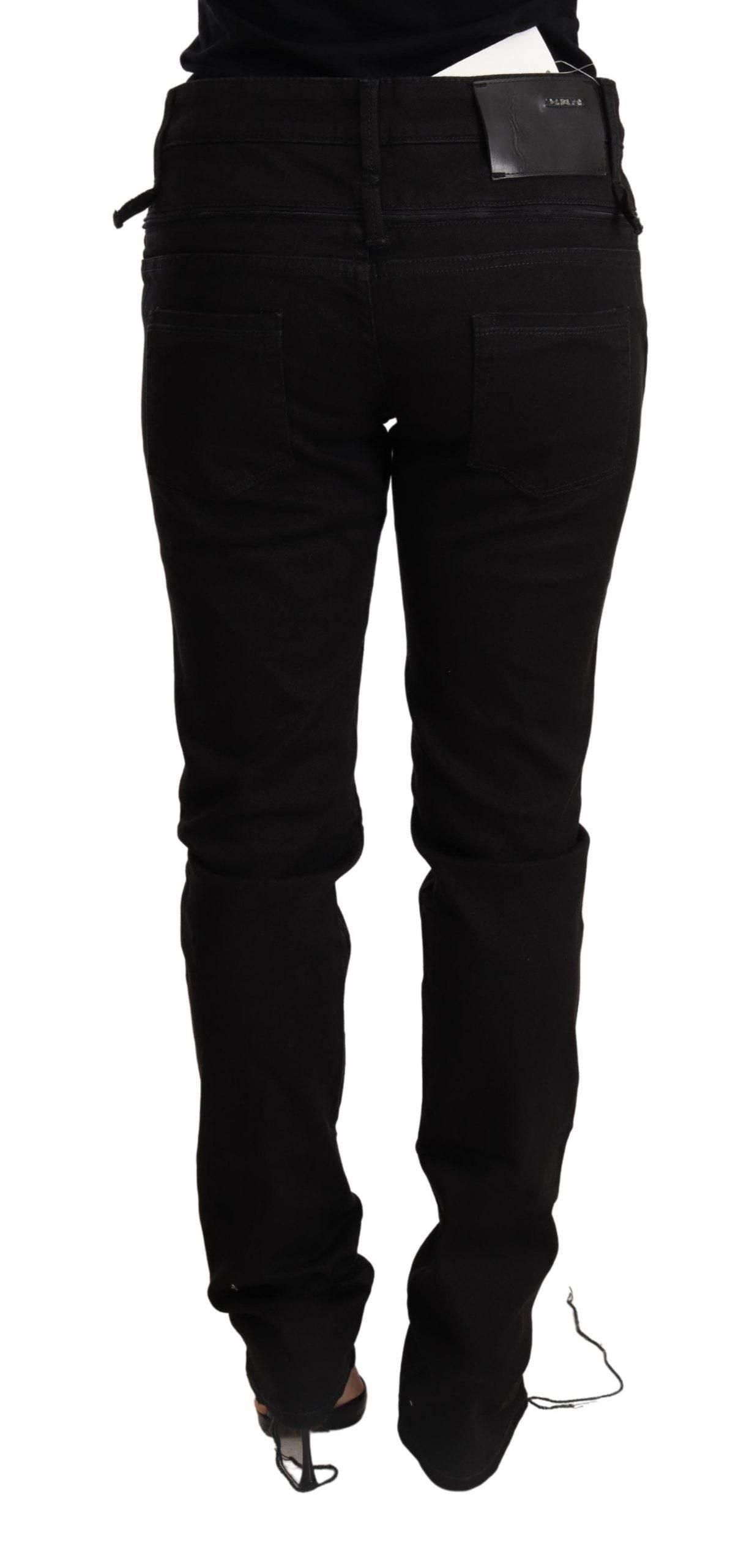 Acht Black Low Waist Skinny Denim Jeans Trouser - Hilstor