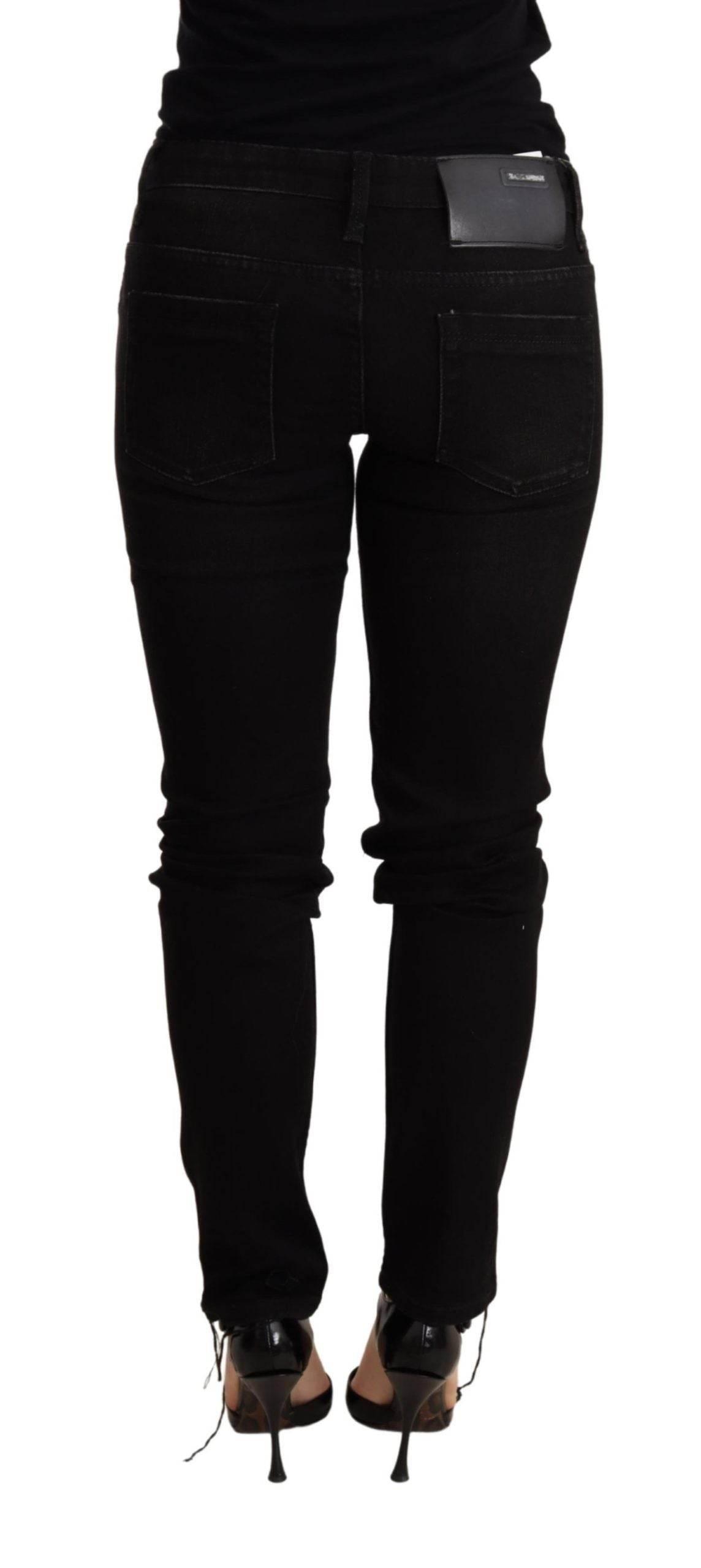 Acht Black Low Waist Skinny Denim Trouser - Hilstor