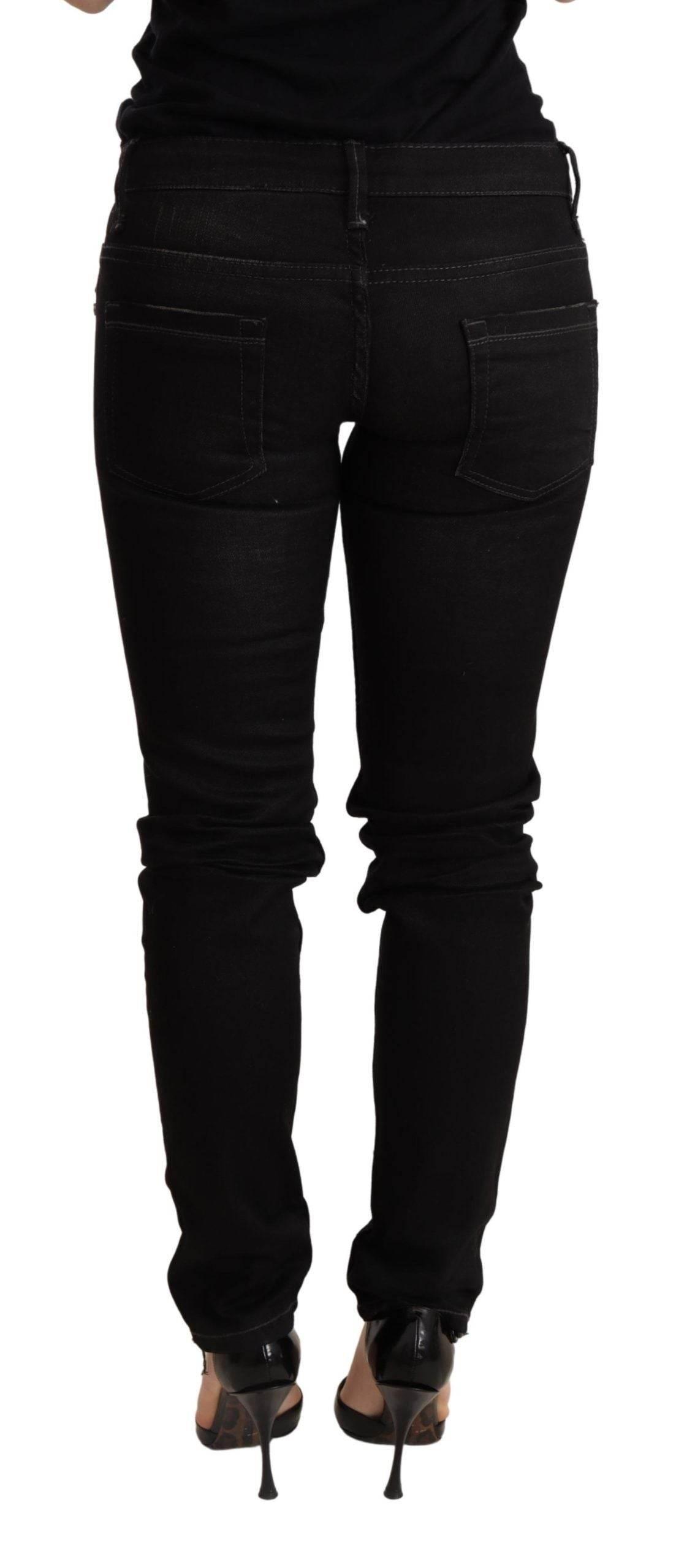 Acht Black Low Waist Skinny Denim Trouser - Hilstor