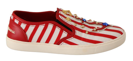 Dolce & Gabbana Stripe Print Studded Loafers - Hilstor