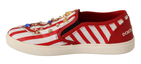 Dolce & Gabbana Stripe Print Studded Loafers - Hilstor
