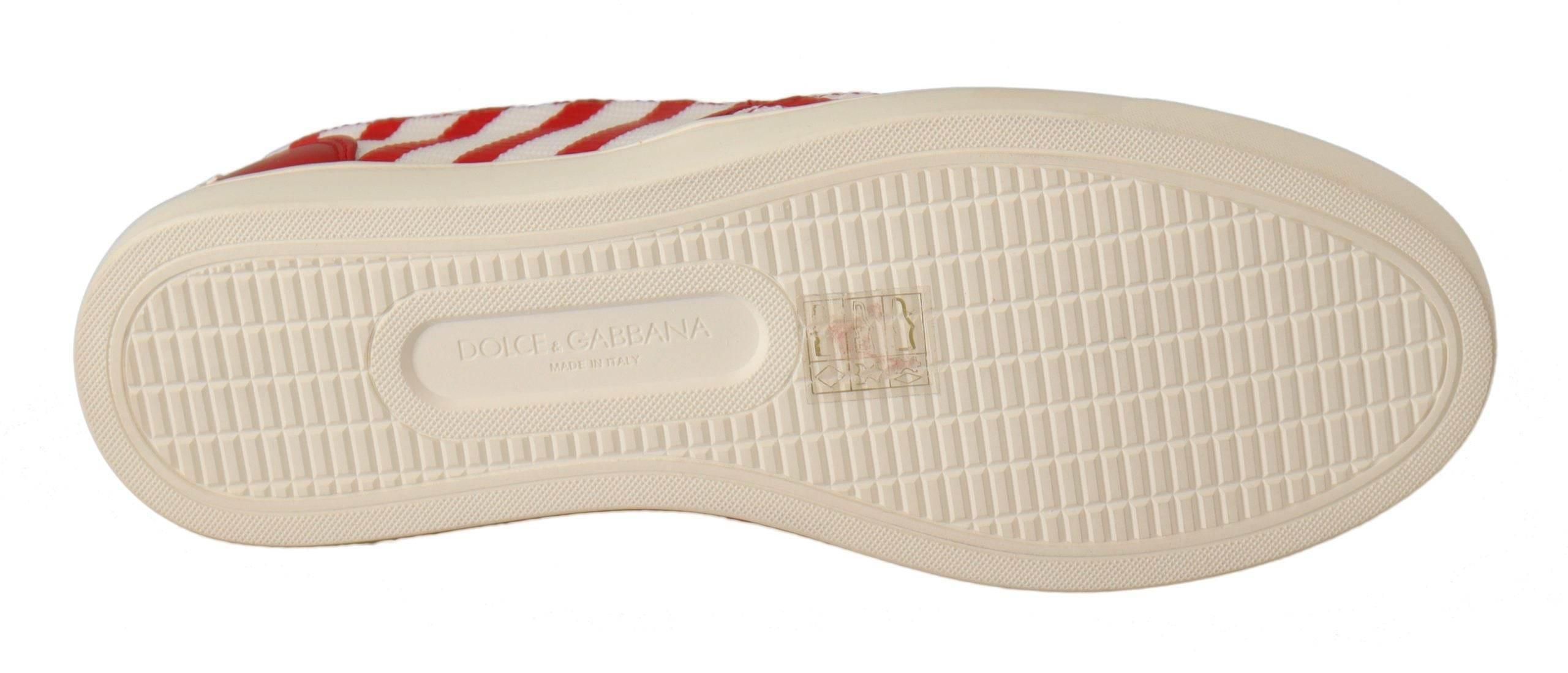 Dolce & Gabbana Stripe Print Studded Loafers - Hilstor