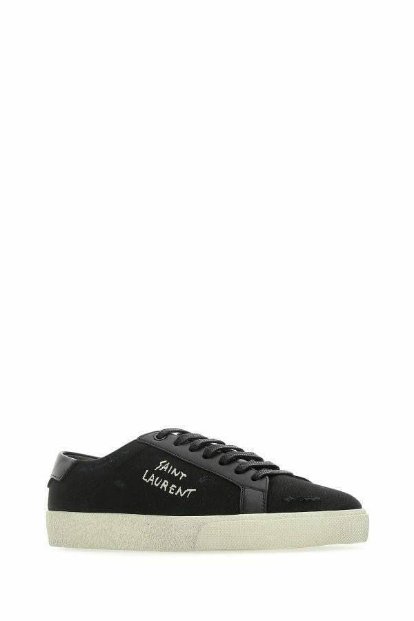 Saint Laurent Sleek Black Canvas & Leather Low-Top Sneakers - Hilstor