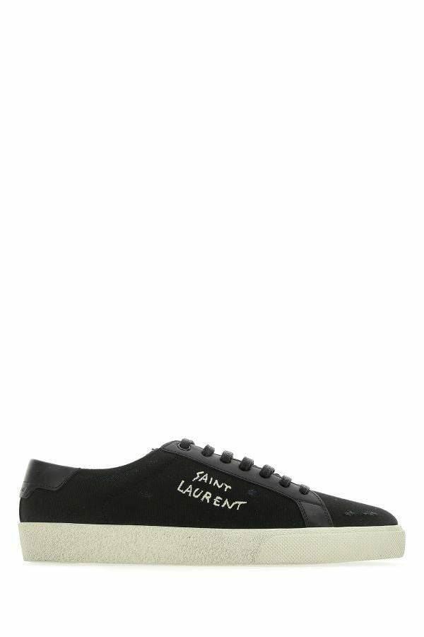 Saint Laurent Sleek Black Canvas & Leather Low-Top Sneakers - Hilstor