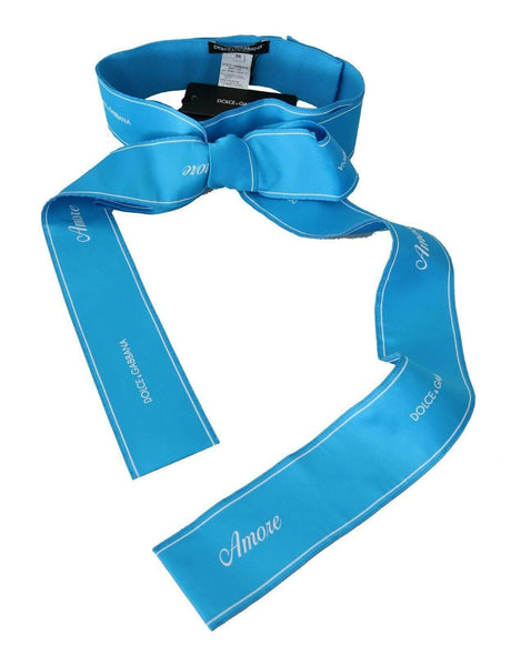 Dolce & Gabbana Elegant Bow Snap Blue Waist Belt - Hilstor