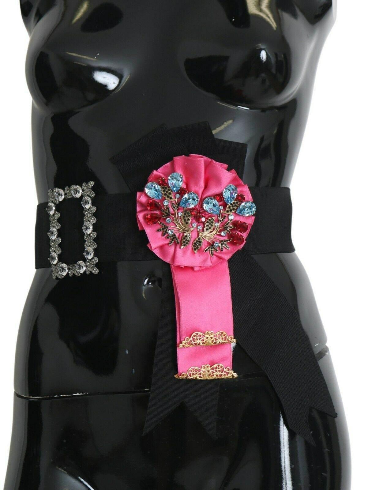 Dolce & Gabbana Elegant Floral Crystal Ribbon Waist Belt - Hilstor