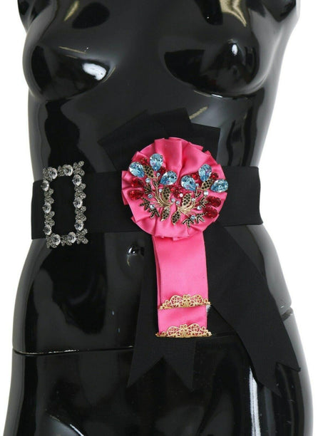 Dolce & Gabbana Elegant Floral Crystal Ribbon Waist Belt - Hilstor