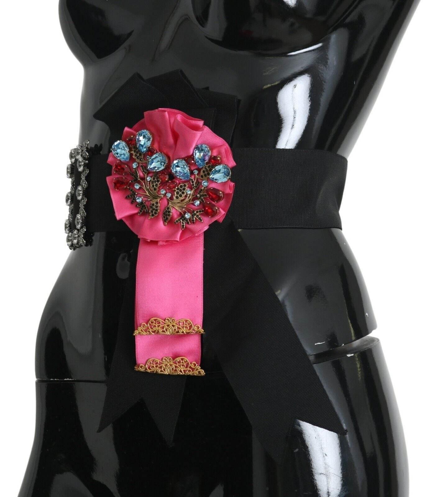 Dolce & Gabbana Elegant Floral Crystal Ribbon Waist Belt - Hilstor