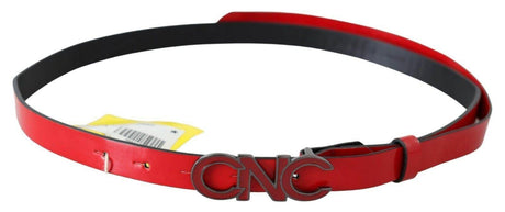 Costume National Chic Red Leather Waist Belt with Black-Tone Buckle - Hilstor