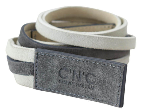Costume National Chic White Leather Logo Belt - Hilstor