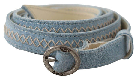 Costume National Chic Sky Blue Leather Belt - Buckle Up in Style - Hilstor