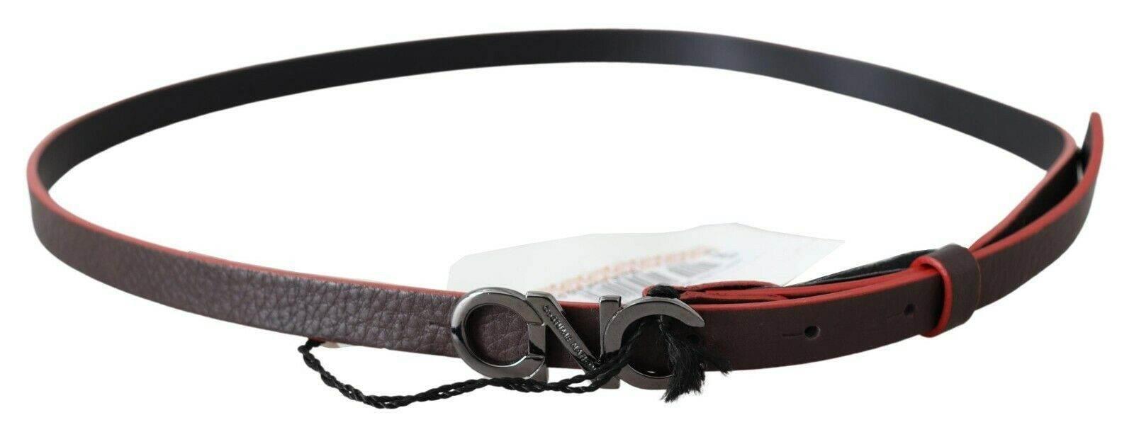 Costume National Maroon & Black Italian Leather Fashion Belt - Hilstor
