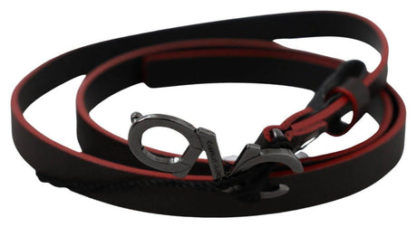 Costume National Maroon & Black Italian Leather Fashion Belt - Hilstor