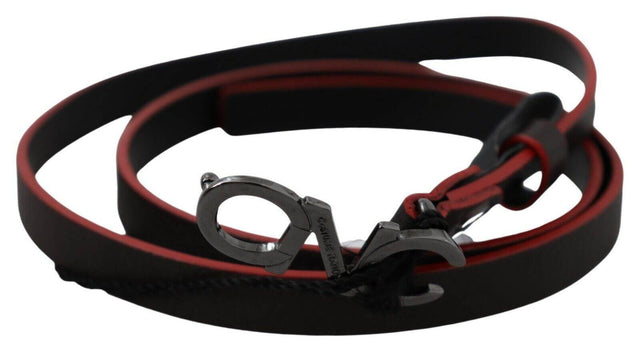 Costume National Maroon & Black Italian Leather Fashion Belt - Hilstor