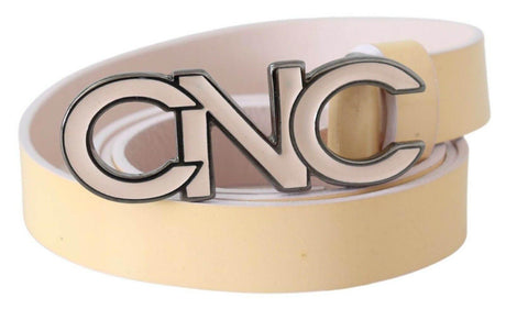 Costume National Chic Beige Logo Leather Belt - Hilstor