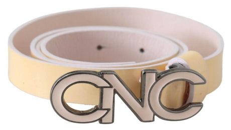Costume National Chic Beige Logo Leather Belt - Hilstor