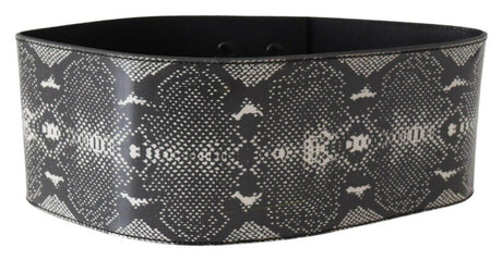 Ermanno Scervino Black Wide Leather Snakeskin Design Waist Belt - Hilstor